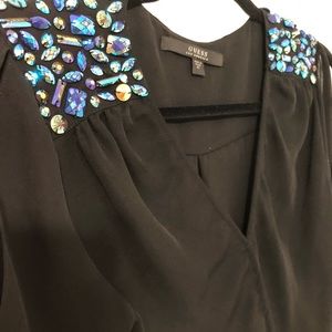 black guess long sleeve blouse